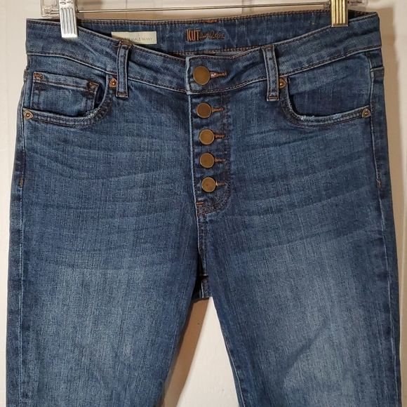 Kut from the Kloth High Rise Visible Button Fly Raw Hem Ankle Skinny Jeans 2 - Picture 2 of 14
